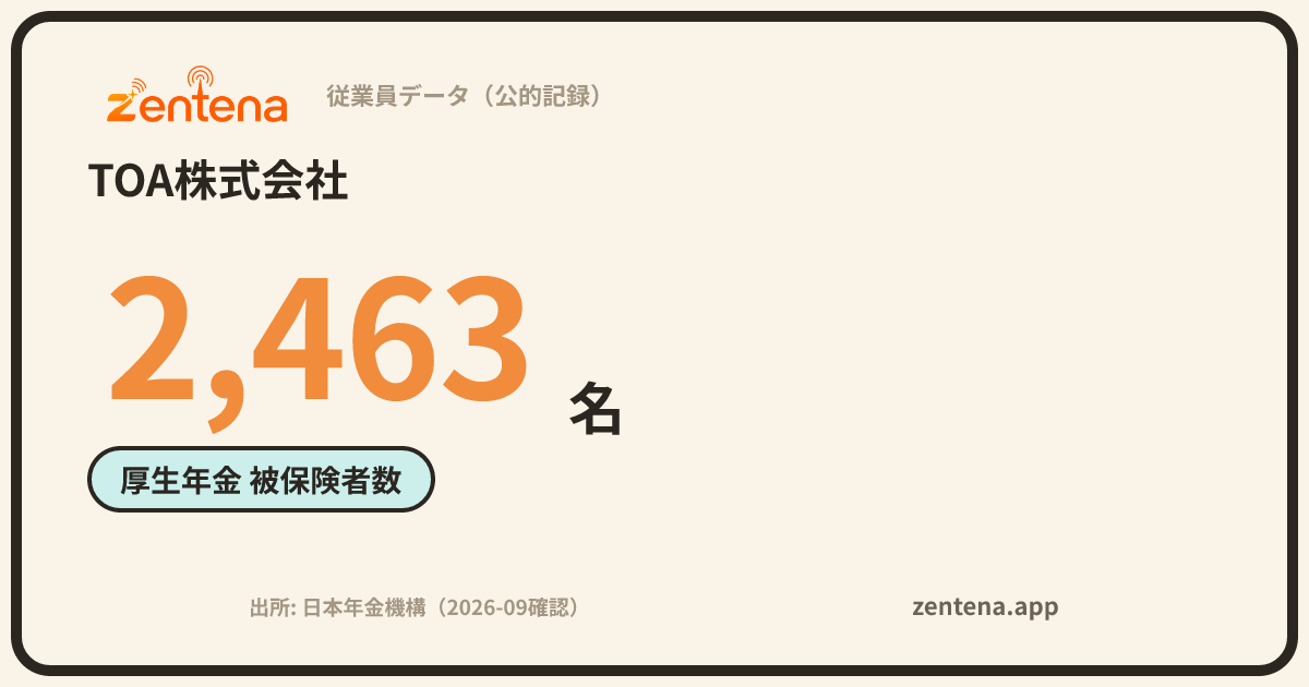 TOA株式会社の従業員データカード