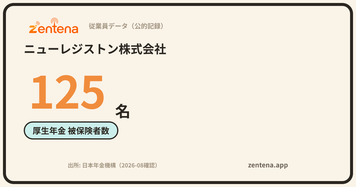 ニューレジストン株式会社の従業員データカード
