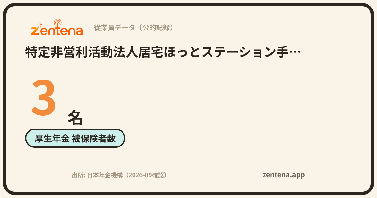 特定非営利活動法人居宅ほっとステーション手とての従業員データカード