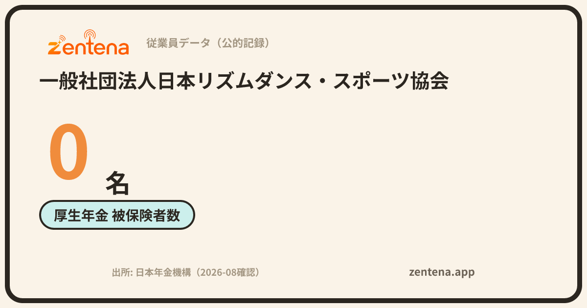 一般社団法人日本リズムダンス・スポーツ協会の従業員データカード