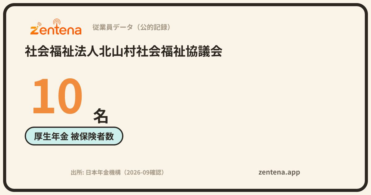 社会福祉法人北山村社会福祉協議会の従業員データカード