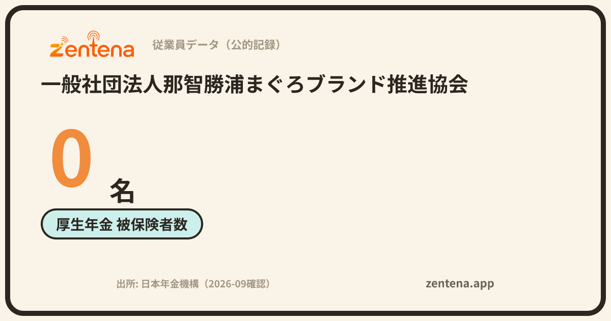 一般社団法人那智勝浦まぐろブランド推進協会の従業員データカード