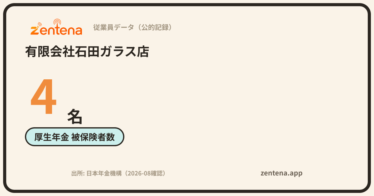 有限会社石田ガラス店の従業員データカード