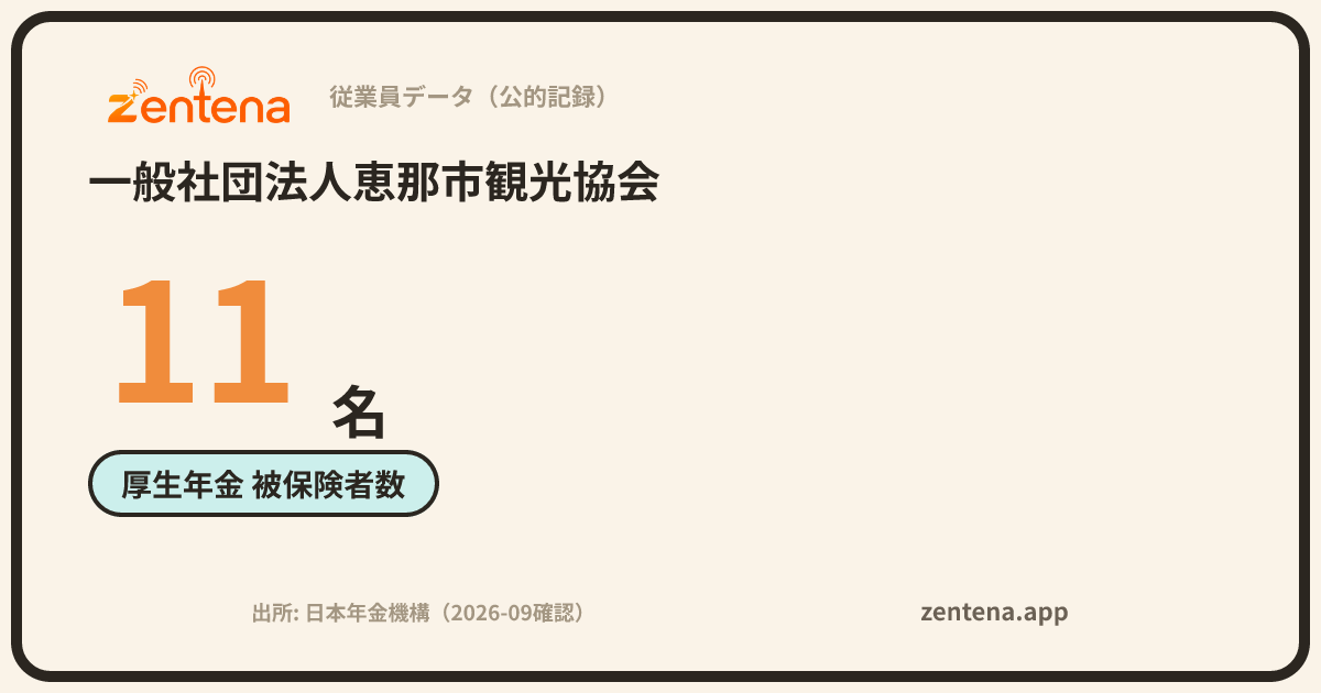 一般社団法人恵那市観光協会の従業員データカード