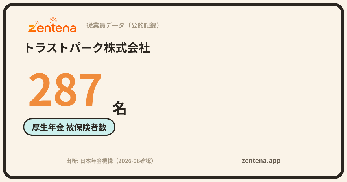 トラストパーク株式会社の従業員データカード