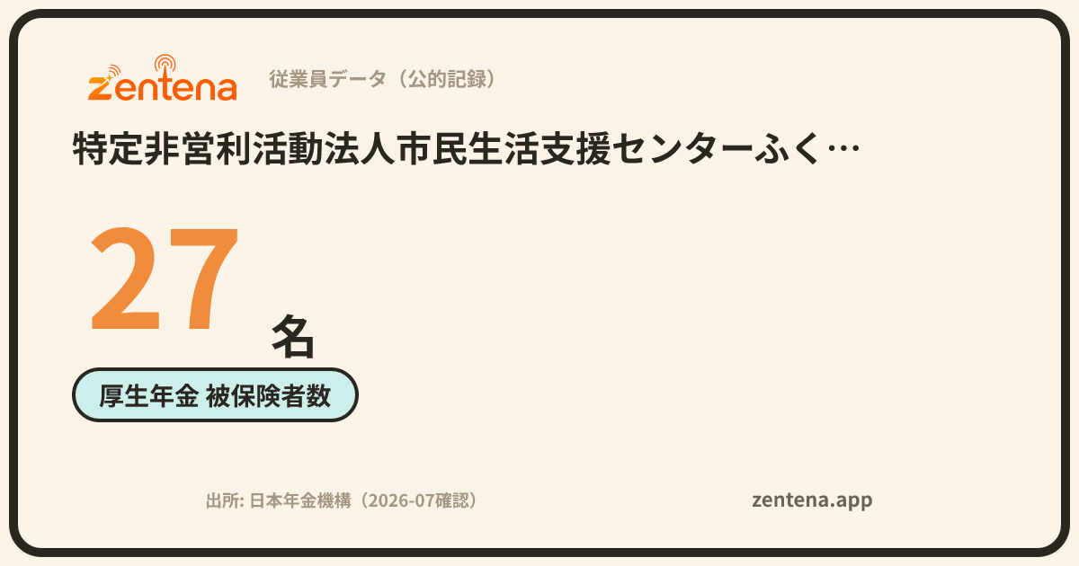 特定非営利活動法人市民生活支援センターふくしの家の従業員データカード