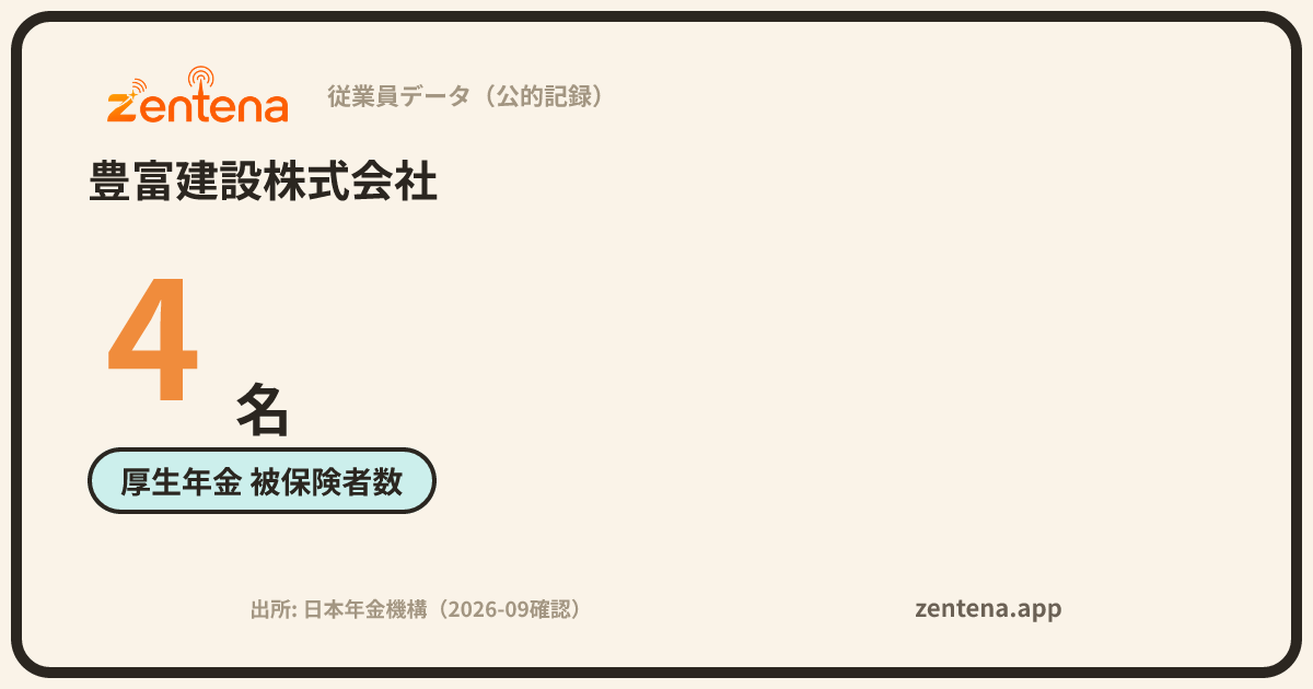 豊富建設株式会社の従業員データカード