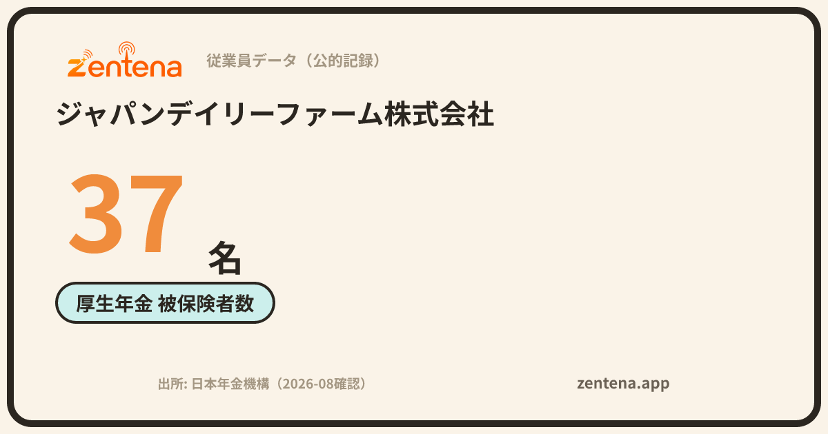 ジャパンデイリーファーム株式会社の従業員データカード