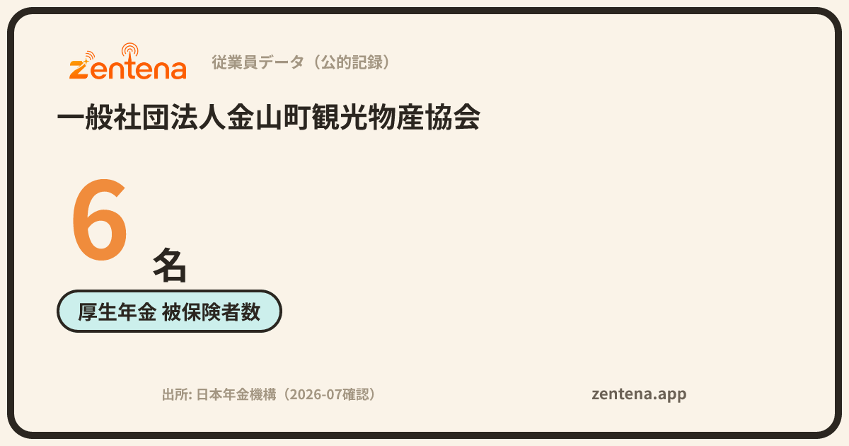 一般社団法人金山町観光物産協会の従業員データカード