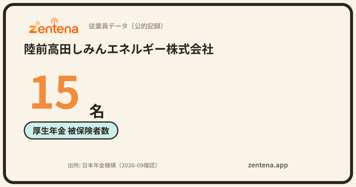 陸前高田しみんエネルギー株式会社の従業員データカード