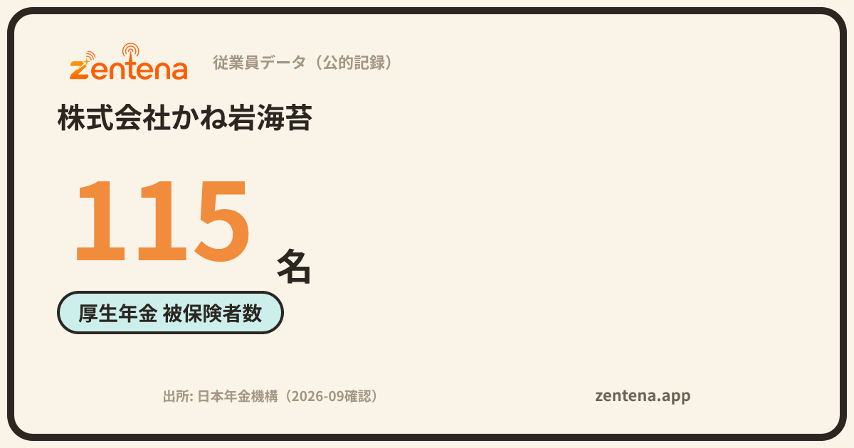 株式会社かね岩海苔の従業員データカード